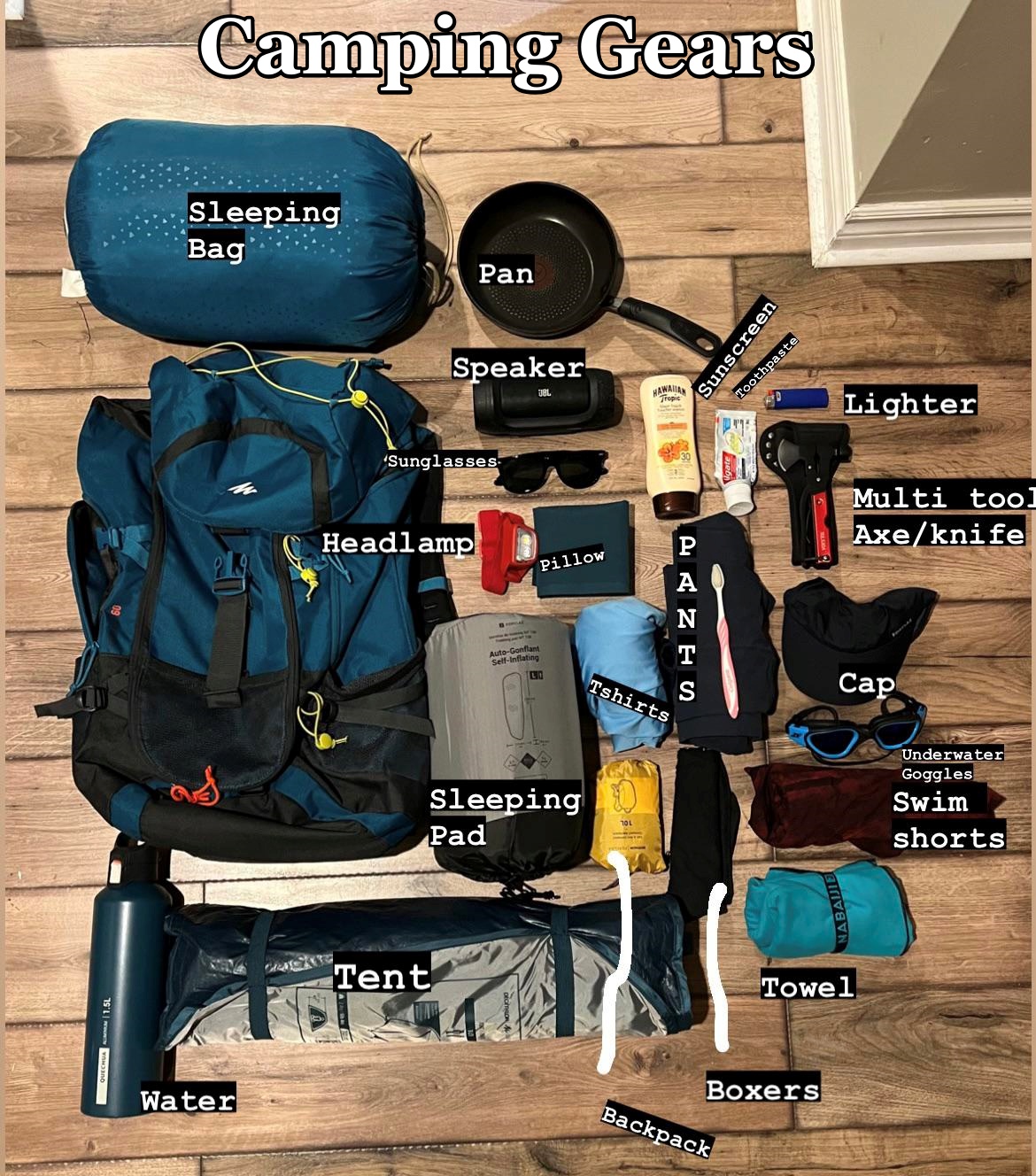 riding and camping gears